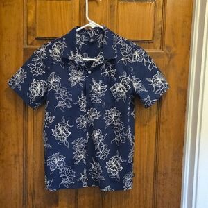 GAP Navy Blue Floral Boy's Shirt, Size 10-12